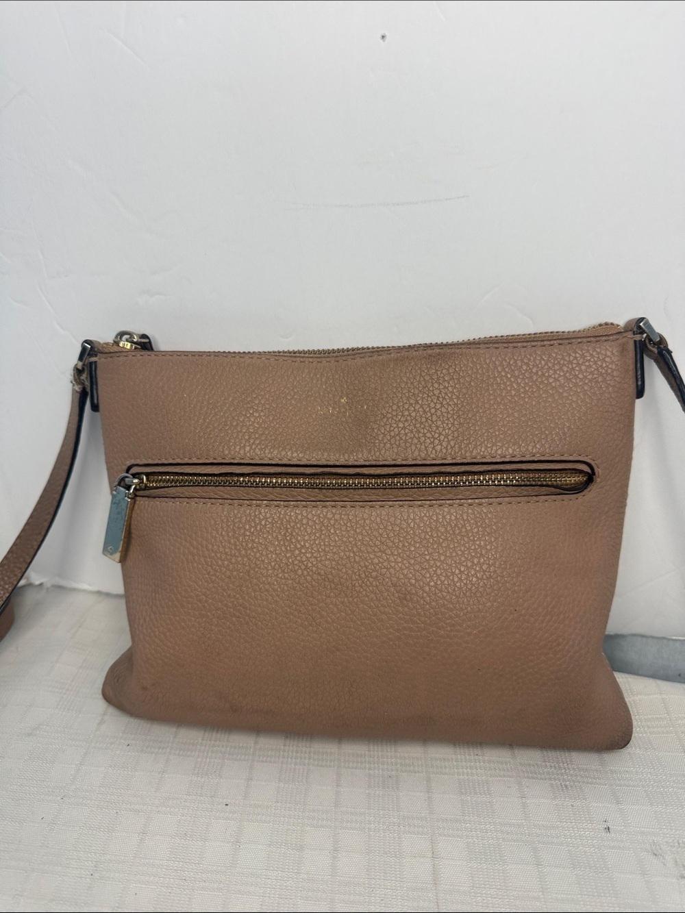 Leather Crossbody Bag in Taupe - Classic Women's Shoulder Bag